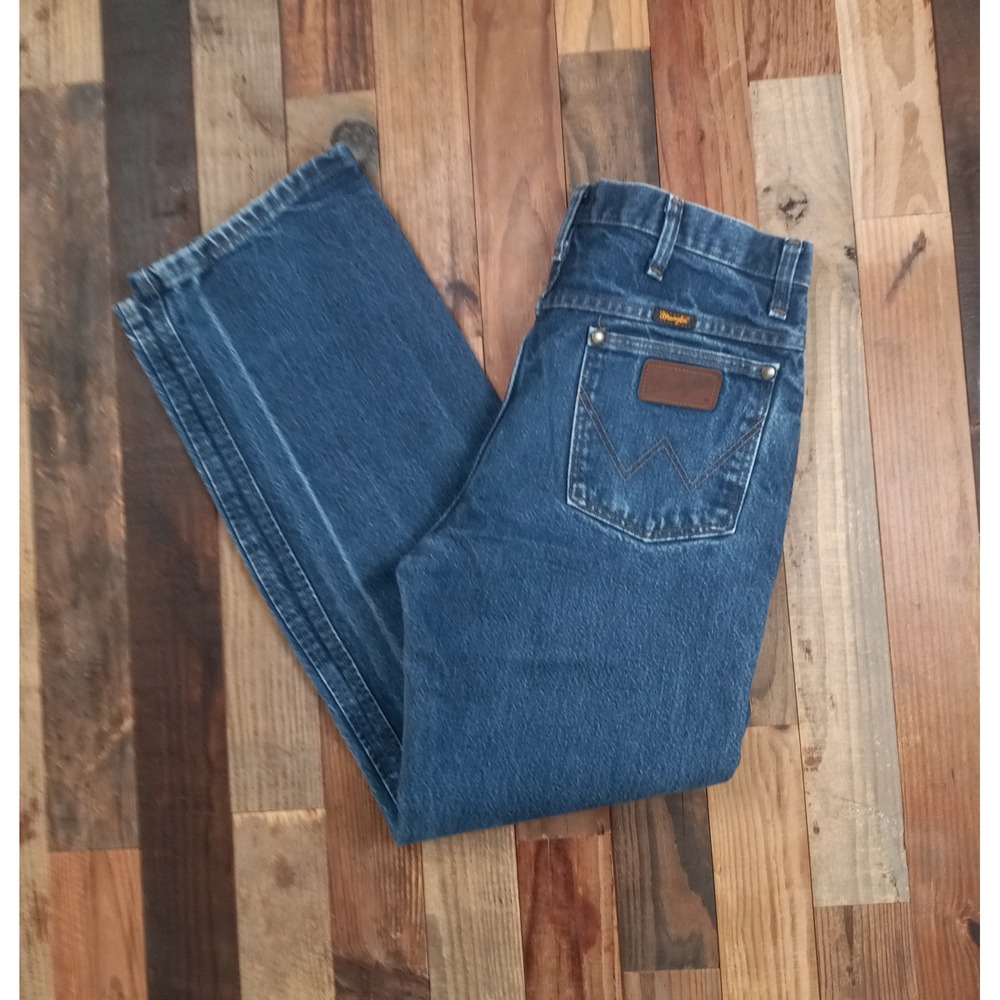 Wrangler 36MWZ Slim Fit Cowboy Cut Jeans Mens 32x30 Blue Denim Straight Leg
